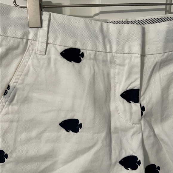 J. Crew Chino Shorts, size 6, Embroidered Fish - Picture 2 of 4